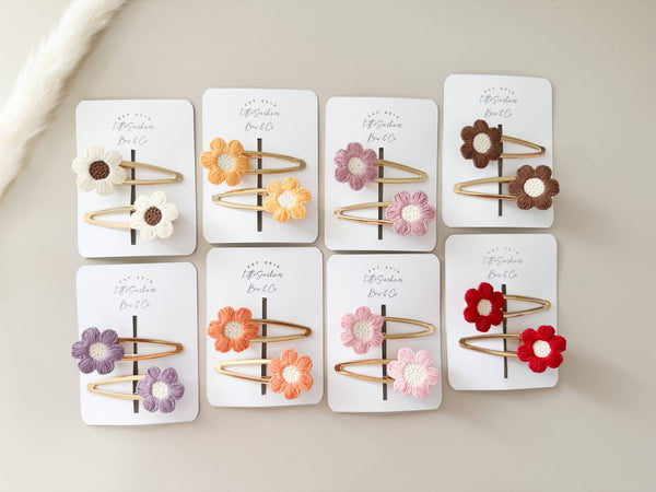 Flower Hair Clips- Set of 2 : Yellow - Lulu Bella Boutique