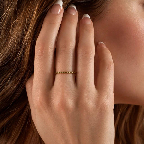 14K Gold Filled Plus™ Beaded Spacer Ring: Gold / 7
