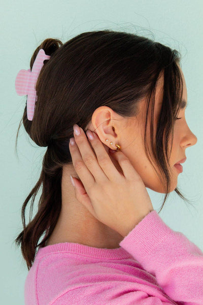 Pink Stripe Claw Clip - Lulu Bella Boutique