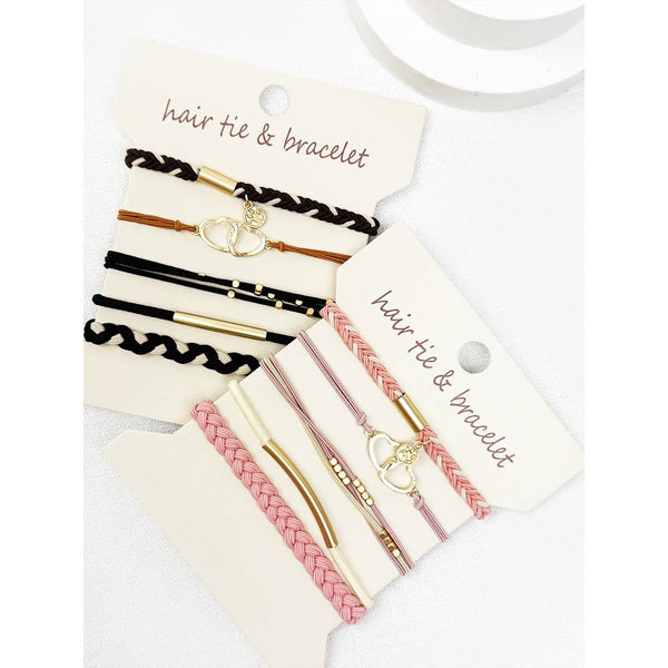 Boho Inspired HEART Theme Hair Tie Bracelets: MIX COLOR / ONE(6) - Lulu Bella Boutique