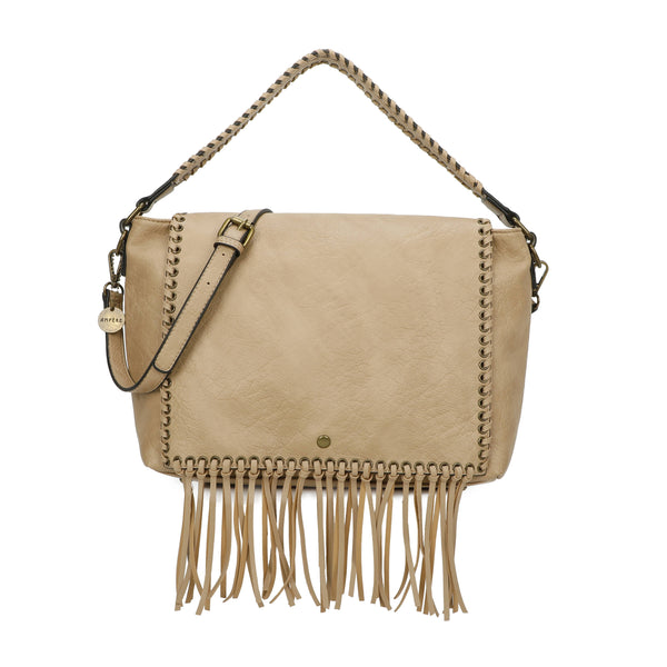 Lacey Fringe Messenger in Black