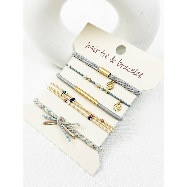 Boho Inspired Dusty Blue Tone Hair Tie Bracelets: DUSTY BLUE / ONE(6) - Lulu Bella Boutique