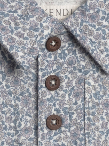 Organic Ezra Muslin Short Sleeve Polo - Gianni Floral/Marino: 12-18M