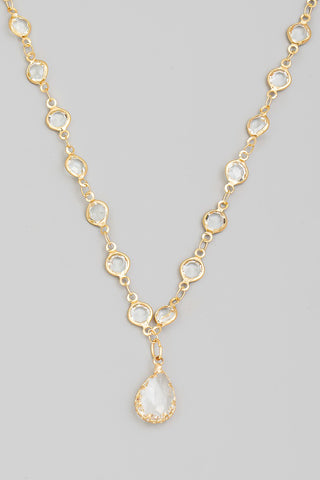 Faceted Rhinestone Pendant Necklace