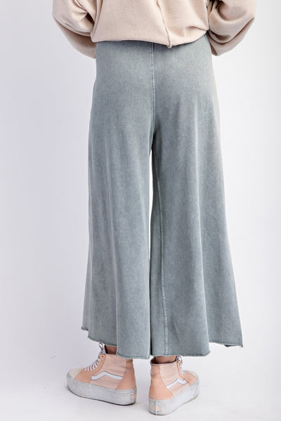 Washed Terry Knit Wide Leg Pants