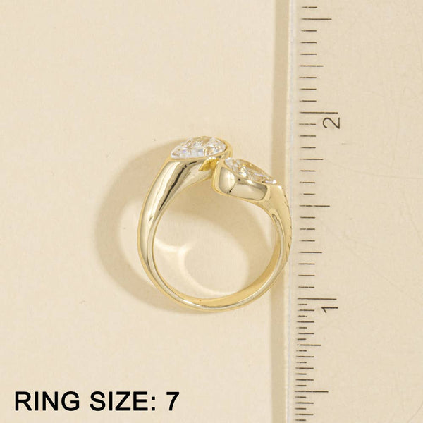 Double Pear Bezel Cz Open Ring