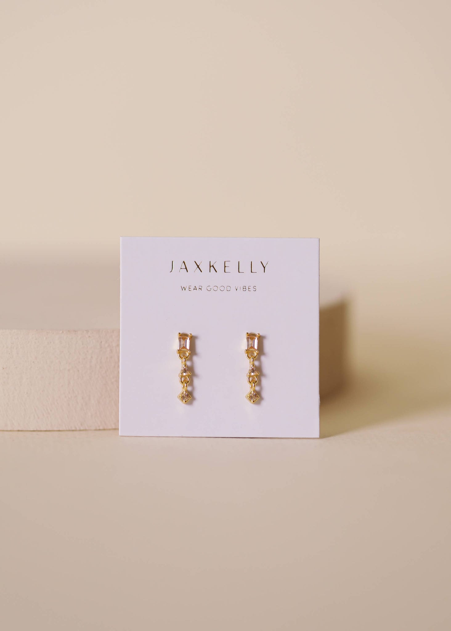 Mini Baguette Drop Earrings - Champagne - Lulu Bella Boutique
