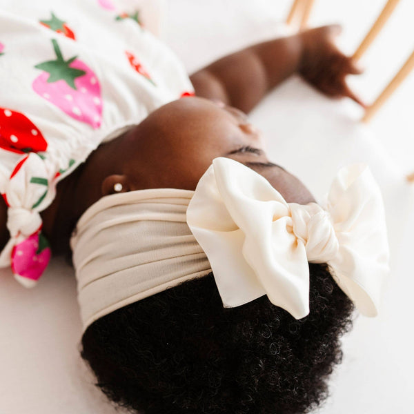 Baby Bling® Satin FAB® soft nylon headband with satin bow: French blue - Lulu Bella Boutique
