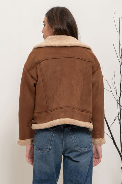 Contrast Faux Shearling Jacket