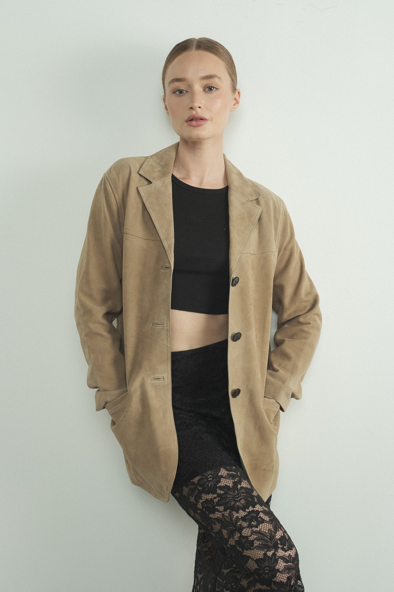 Faux Suede Blazer