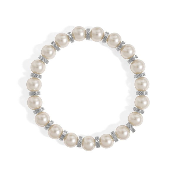 18K Gold PVD 8mm Kiska Glass Pearl Stretch Bracelet: Gold