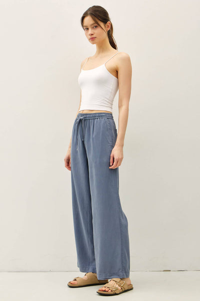 TENCEL WIDE LEG PANTS: DENIM - Lulu Bella Boutique