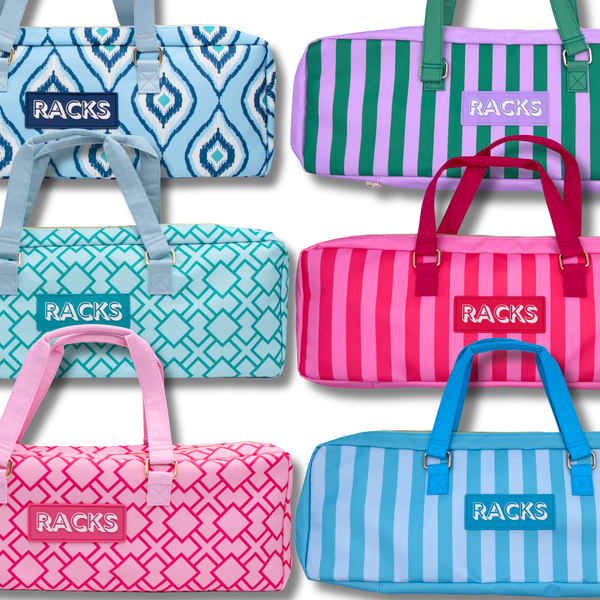 Mahjong Rack Bag  |  Fits 20" Racks + Folded Mat : Stripes- Pink & Red Rack Bag