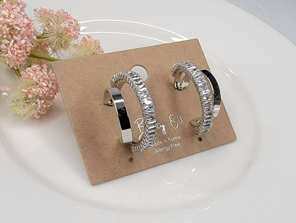 DOUBLE HOOP EARRINGS.: Rose Gold