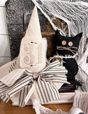 Primitive Witch Hat Natural, Handmade Halloween Home Decor - Lulu Bella Boutique