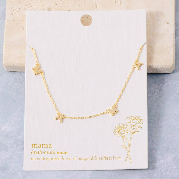 Dainty Mama Print Charm Necklace: G - Lulu Bella Boutique