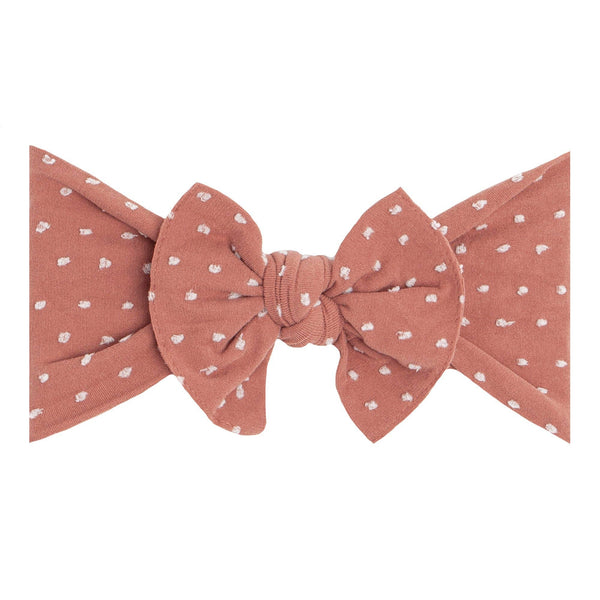 Baby Bling® Shabby Dot Knot soft nylon headband: Pink/Pink dot