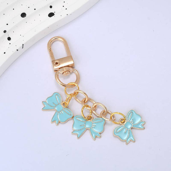 Colorful Three Mini Bow Keychain: Pink - Lulu Bella Boutique