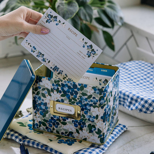 Blueberry Field Tin Recipe Box - Lulu Bella Boutique