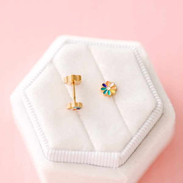 Rainbow Tiny Daisies Earrings