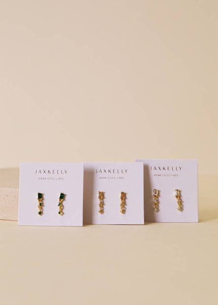 Mini Baguette Drop Earrings - Champagne - Lulu Bella Boutique