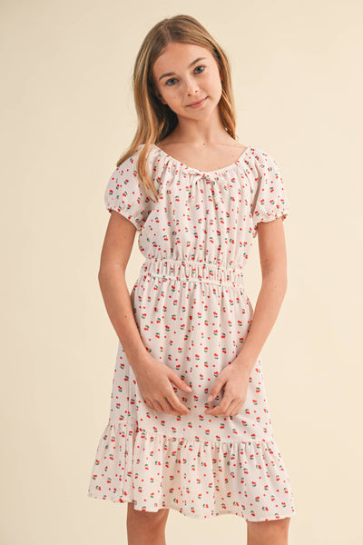 TWEEN KIDS GIRLS PUFF SLV JULIETTE WAIST TIERED DRESS (7-12): 7 - Lulu Bella Boutique