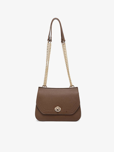 M2767 Lottie Twist Lock Crossbody Bag w/ Chain Strap: Hunter Green - Lulu Bella Boutique