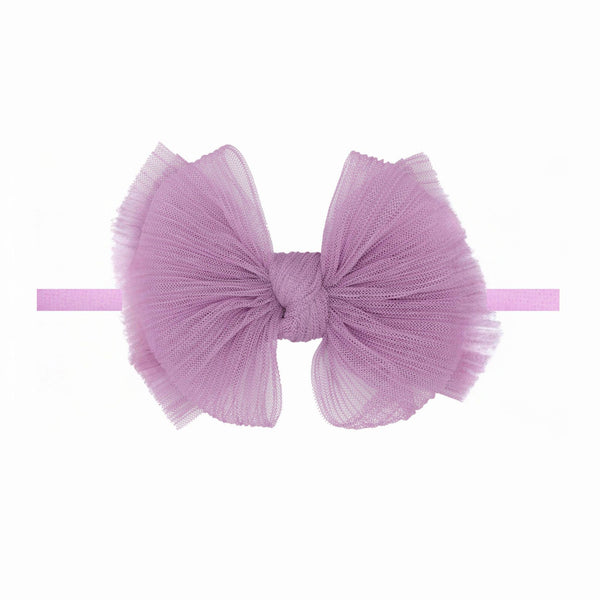 Baby Bling® Tulle FAB® Skinny nylon headband with tulle bow: Pleated Coral - Lulu Bella Boutique