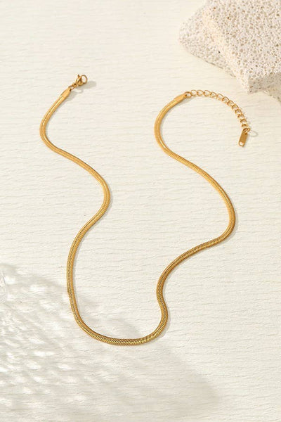 STAINLESS STEEL WATERPROOF TARNISH FREE NECKLACE | 40NK318: SNAKE - Lulu Bella Boutique