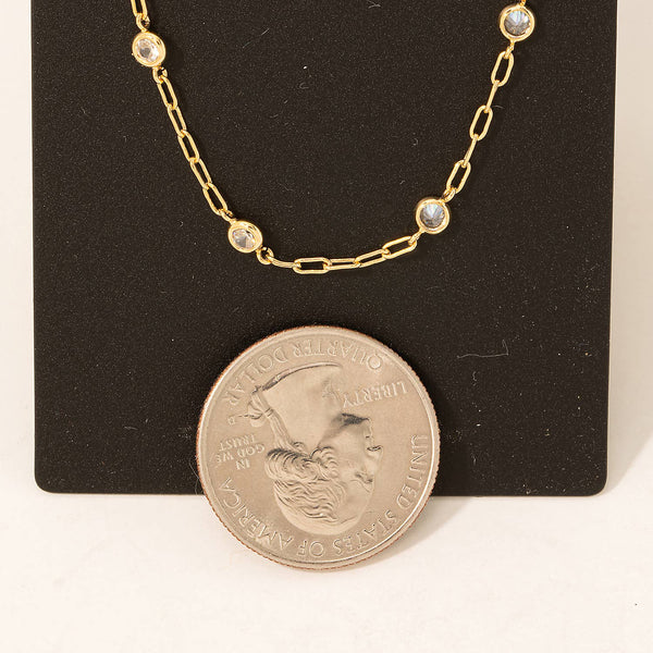 Gold Dipped Rhinestone Necklace: G - Lulu Bella Boutique