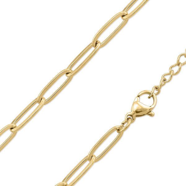 18K Gold Paperclip Chain Necklace: 4mm / 18+02"