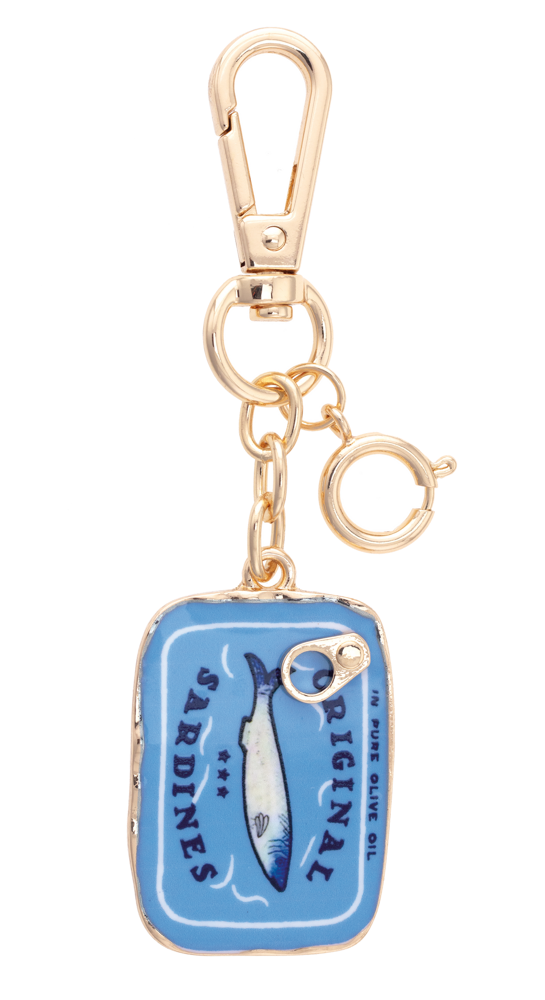 Sardine Tin Enamel Bag Charm in Blue - Lulu Bella Boutique