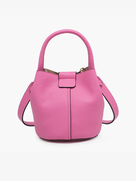 M2528 Farrah Bucket Bag w/ Top Handle & Inner Bag: Cherry Lacquer - Lulu Bella Boutique