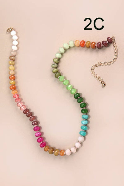 NATURAL AGATE GLASS SEMI PRECIOUS BEAD NECKLACE | 80N896: 1A - Lulu Bella Boutique
