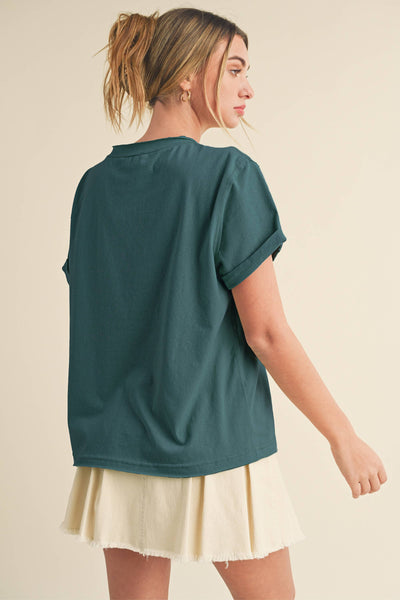 Mali Baby Tee Short Sleeve Top: Teal