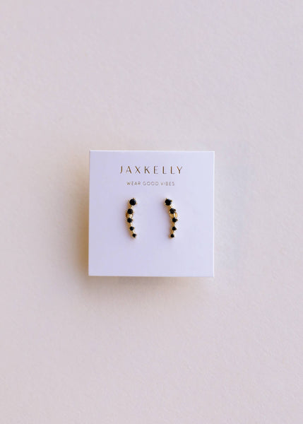 Crawler - Black CZ - Gold Earrings