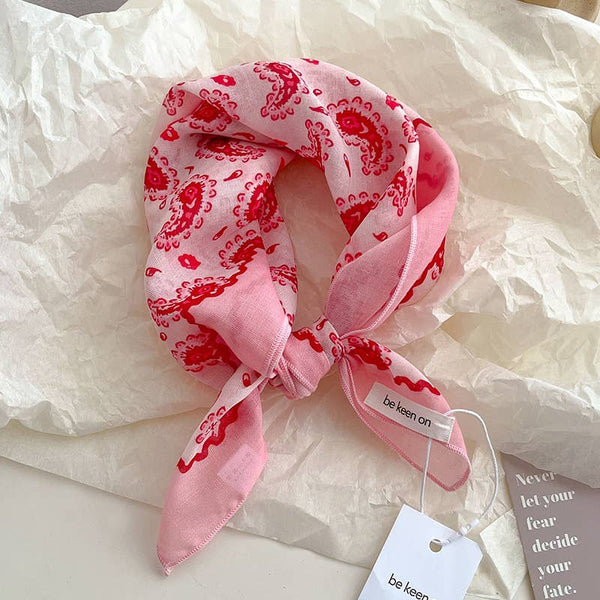 Red Passion Floral Bandana Square scarf - Lulu Bella Boutique