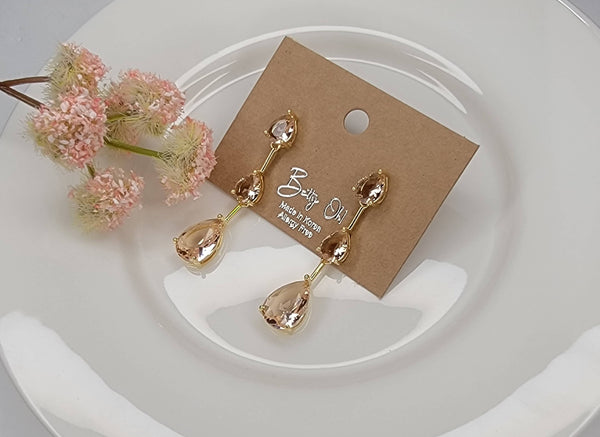 Handmade Semi-precious Stone Dangle Earrings: CLEAR