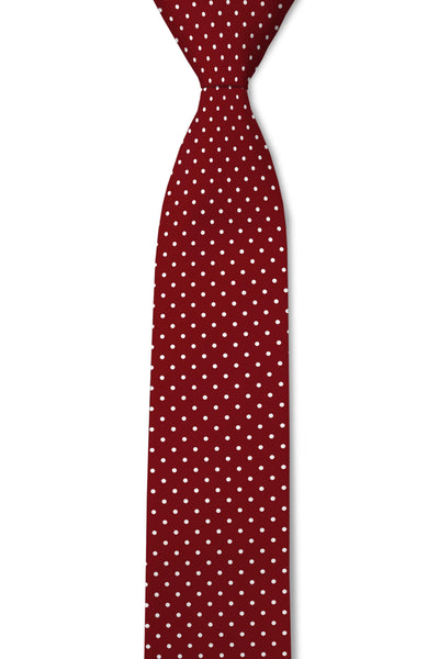 Austin- Red and White Polka Dot Tie: 2.5" Slim/Skinny Tie