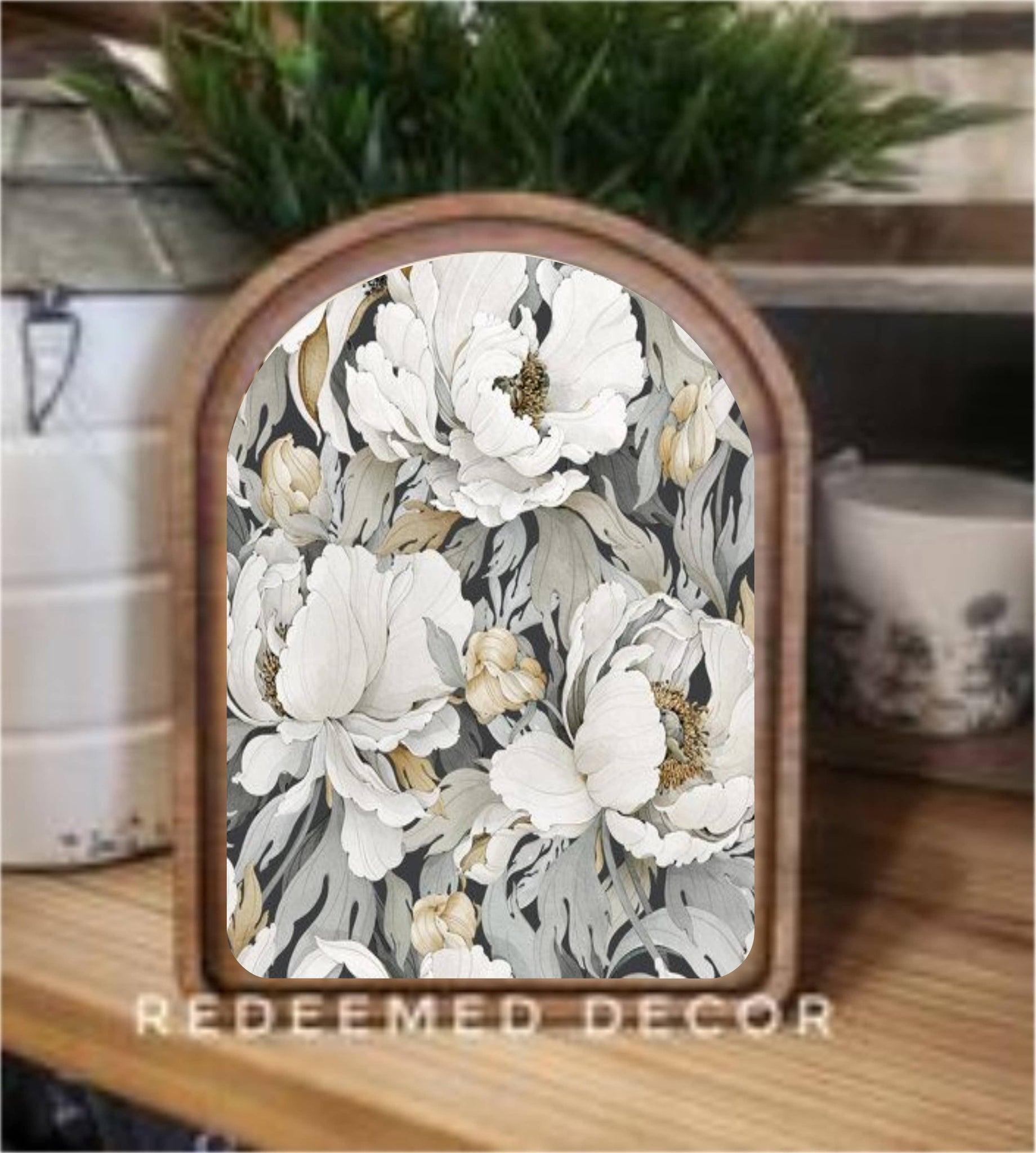 Arch Top Fresh Floral Framed Art - Lulu Bella Boutique
