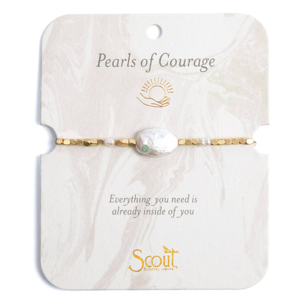 Pearl Affirmation Bracelet - Courage/Gold - Lulu Bella Boutique