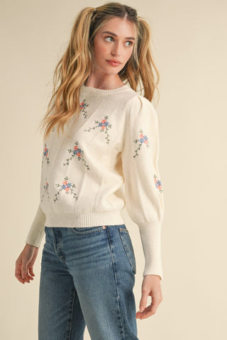 Floral Embroidery Sweater