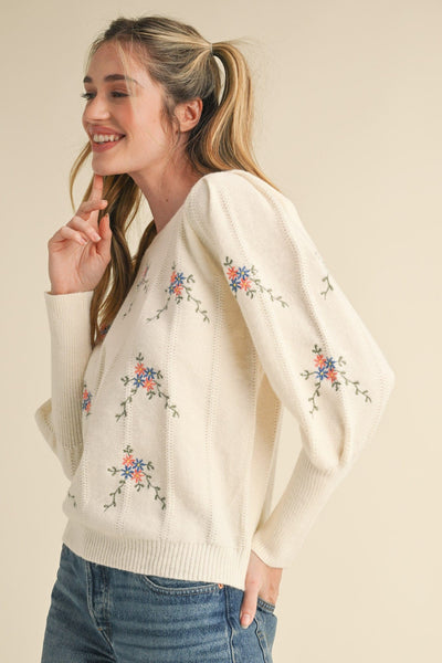 Floral Embroidery Sweater