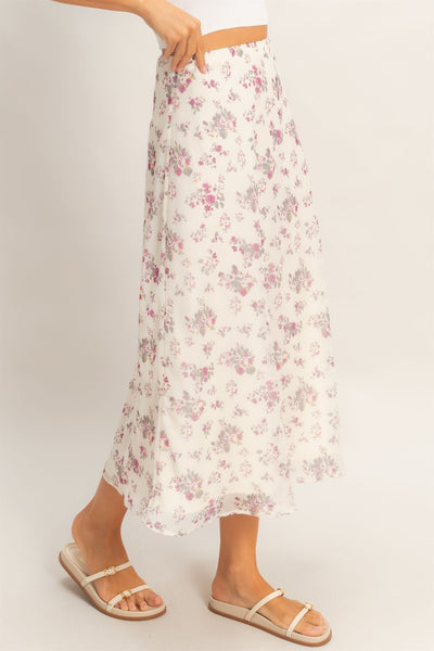 Floral Print Bias Skirt - Lulu Bella Boutique