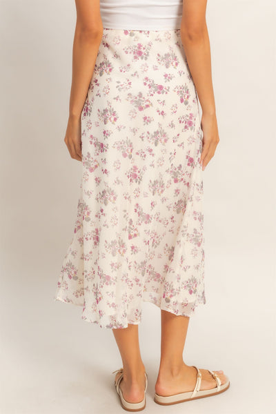 Floral Print Bias Skirt - Lulu Bella Boutique