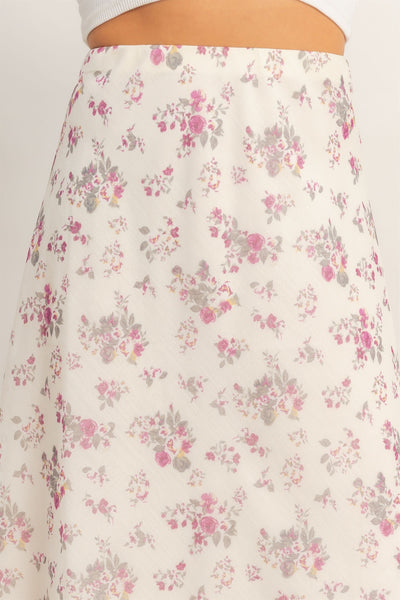 Floral Print Bias Skirt - Lulu Bella Boutique