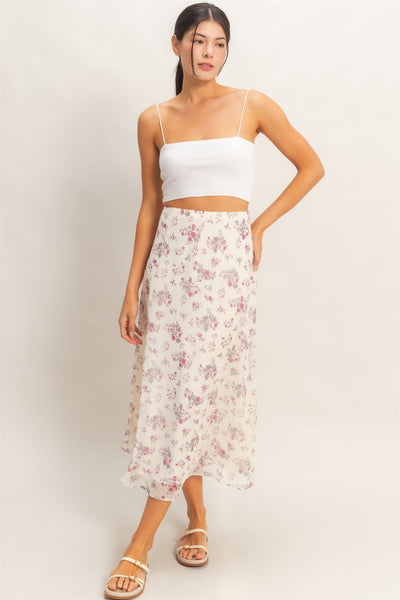 Floral Print Bias Skirt - Lulu Bella Boutique