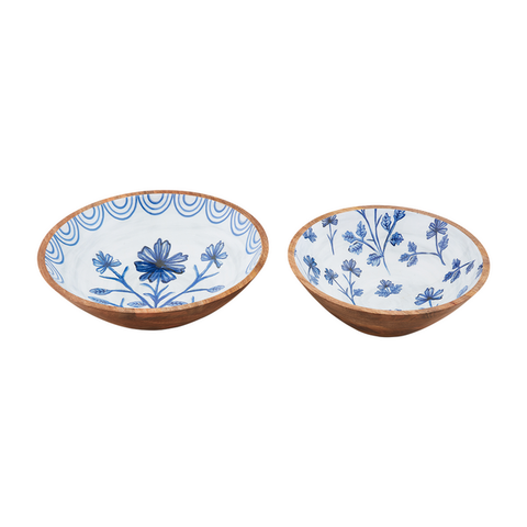 The Blue Floral Enamel Bowls Set