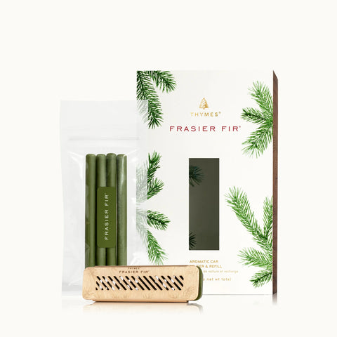 Bring the beloved Frasier Fir fragrance into your vehicle and enjoy the open road with the Frasier Fir Car Diffuser Kit. Complete with a sleek golden plated diffuser and fragrance reeds, simply attach to your vehicle’s vent and fill the air with the just-cut forest fragrance.