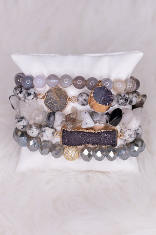 Ghana Bracelet Set Grey - Lulu Bella Boutique